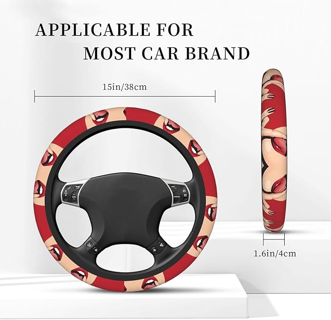 Tongue Out Neoprene Steering Wheel Covers Women Men Car Accessories, Universal 15 Inch Fit Auto, Suvs, Truck