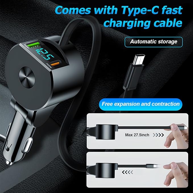 USB C Car Charger, PD 30W QC 3.0 Vehicle Cigarette Lighter Splitter Power Adapter with 2-Socket USB Charger, 12V 24V Super Fast Auto Charger, Universal for SUV, Sedan, Truck