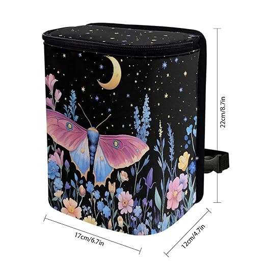 Butterfly Daisy Print Car Trash Can with Lid Cars Trash Bag Bin Hanging Waterproof Garbage Cans Leak Proof Vehicle Trash Can Multipurpose Storage Container for Back Seat