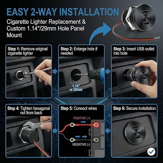 4PCS 72W RV USB Outlet All-Aluminum 12V/24V 3 Charging Ports, GIBBAB 36W PD3.0 Type-C+2 18W QC3.0 Fast Charging Socket, Recessed Mount Car Charger Cigarette Lighter Replacement for Camper Trailer Boat