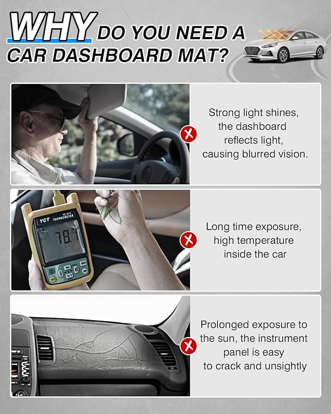 CARTIST Dashboard Cover for 2015-2019 Hyundai Sonata Accessories,4-Layer Suede Dash Mat,Non-Slip Sunshield Protector Anti-UV Anti-Glare