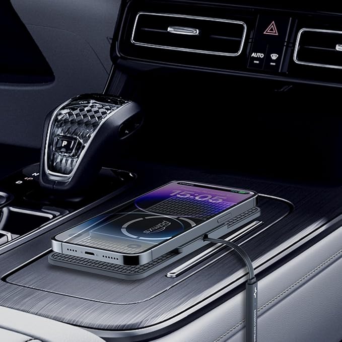 Magnetic Wireless Charger car Charging pad,POLMXS Fast Wireless Phone Charger Cell Phone Cordless Charging mat Compatible with iphone12/13/14/15 Series airpod (C11)