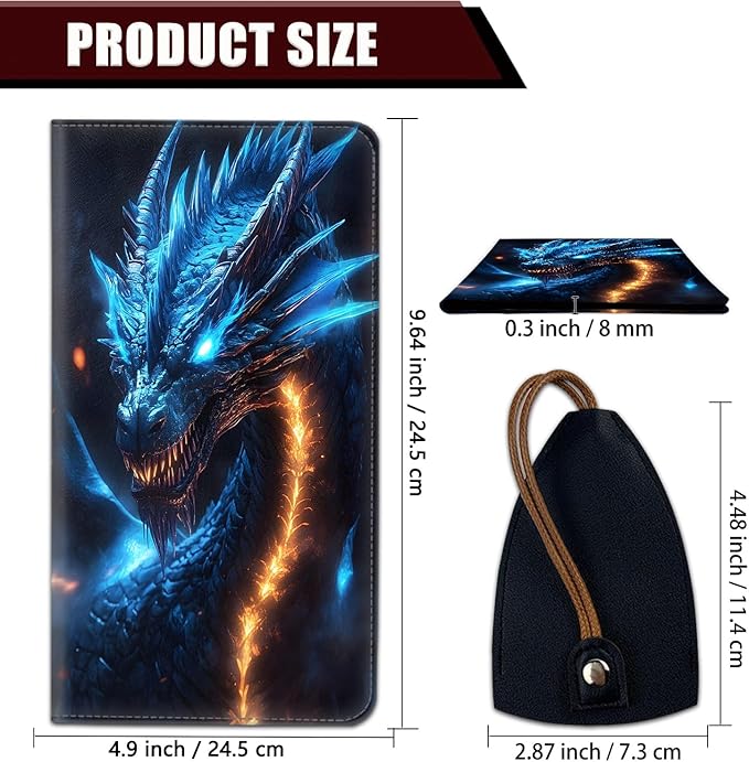 Car Document Holder with Magnetic Shut, Car Registration and Insurance Card Holder, Vehicle Glove Box Organizer Documents, Driver License, Auto Paperwork Organizer Wallet, Blue Dragon Breathing Fire