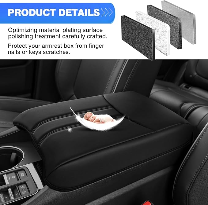 Autorder Center Console Cover for 2023-2025 2026 Honda Pilot/ 2024-2026 Ridgeline Passport Accessories Armrest Cover Anti-Scratch Middle Console Pad Extra Soft Leather Armrest Protector