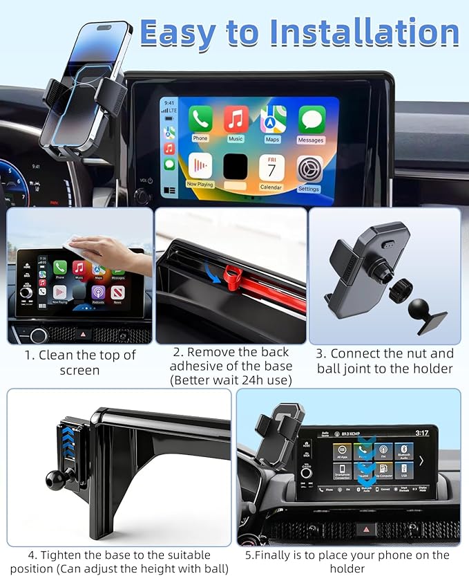 PZK Car Phone Holder for Hyundai Elantra 2021-2025 SE/SEL/Sport/Limited/N Line Accessories 8-Inch/10.25-Inch Screen Auto Lock Car Phone Mount 360° Rotation Phone Cradles Not Affect Air Vent
