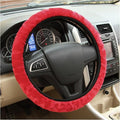 Ziciner Elastic Fuzzy Steering Wheel Cover, 15'' Soft Steering Wheel Protector for Warm Winter, Anti-Slip Fluffy Car Wheel Covers, Universal Car Interior Decor Accessories for Women Men (Red)