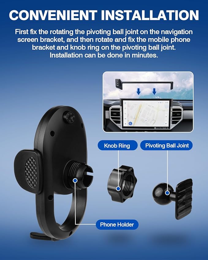 Autorder Car Phone Holder for Toyota Tundra 2022-2026/Sequoia 2023-2026 Accessories Phone Mount 14-Inch Screen Cell Phone Automobile Cradles Hands-Free 360 Degree Rotation