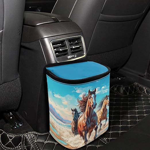 DISNIMO Horse Car Trash Can Easy-to-Install Car Accessory Interior, Leak-Proof Car Garbage Can Bin Organizer Storage Bag for The Back Seat of Any Cars, Sedans, SUVs & Trucks