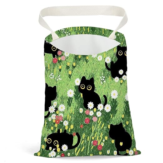 Pykfrhh Black Cat Car Trash Bag, Car Trash Bag Hanging, Waterproof Cars Back Seat Hanging Organizer and Storage Trash Bags for Vehicle Travelling Camping