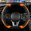 Binsheo Microfiber Leather D Shaped Steering Wheel Cover, Breathable, Anti Slip, 13.5 inch to 14 inch, Black with Orange