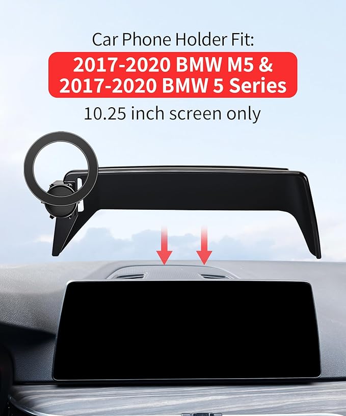 Car Phone Holder for 2017-2020 BMW 5 Series & M5 Accessories 10.25-Inch Screen Fixed Clip, 360° Rotation Phone Mount Compatible with MagSafe, Cell Phone Holder Does Not Affect Air Vent