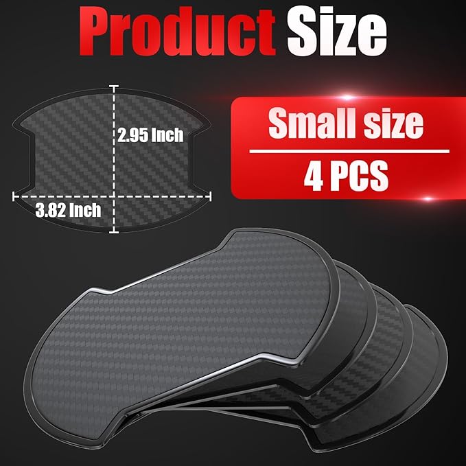 4Pcs Car Door Handle Scratch Protector Sticker, Universal Carbon Fiber Texture Door Handle Paint Protector, Black(S)