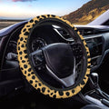 Universal Non-Slip Steering Wheel Cover, 15-inch Polyester Material Driving Accessories, Adjustable for Car and Truck(Classic Amber Leopard)