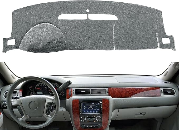 Dashboard Cover Dash Mat Fit for 2007-2014 Chevy Chevrolet Tahoe Suburban,2007-13 Chevy Avalanche Silverado 1500 2500 3500 LTZ /2007-13 GMC Sierra SLT Denali,2007-14 GMC Yukon XL (Dark Gray) Y24