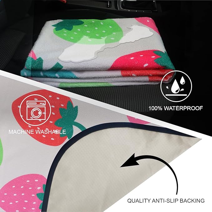 nbnhxnff Sweat Towel Car Seat Cover Protector Rear Seats for Gym Workout, Running, Swimming, Beach and Hiking, Waterproof Universal Seat Cover for Car, Trucks, Van & SUV(Strawberry, 1pcs Rear Seat)
