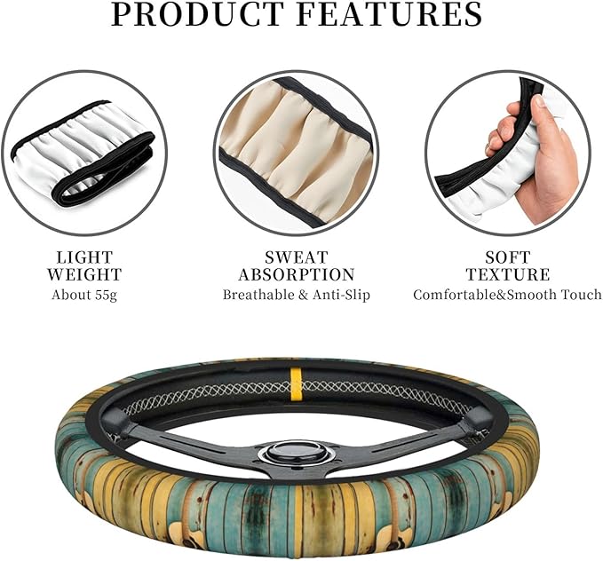 Guitar Wood Universal Fit Steering Wheel Cover for Car, Truck, and SUV, Durable Steering Wheel Protection