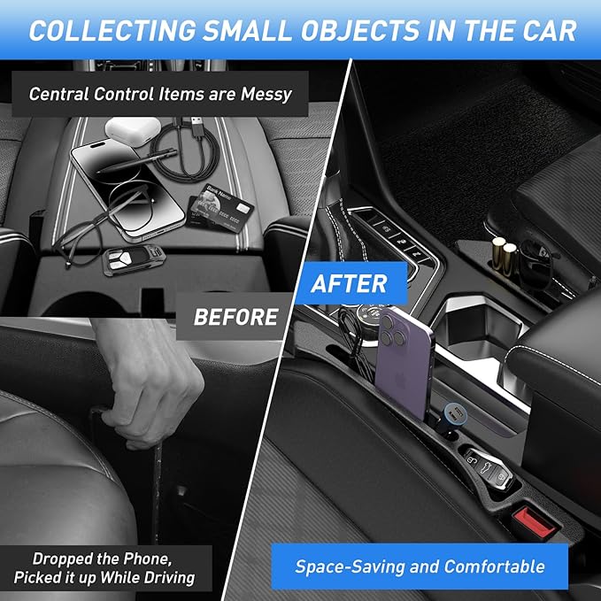 Car Seat Gap Filler 2Pack, Inserts Between Seats Console with Organizer Storage Upgraded Phone Holder Car Side Seat Gap Fillers Cars Front Seats Fill Plug Car Essentials for Vehicle SUV Truck (Black) | Organizer Storage, Cars Front Seats, Fill Plug, Ca...