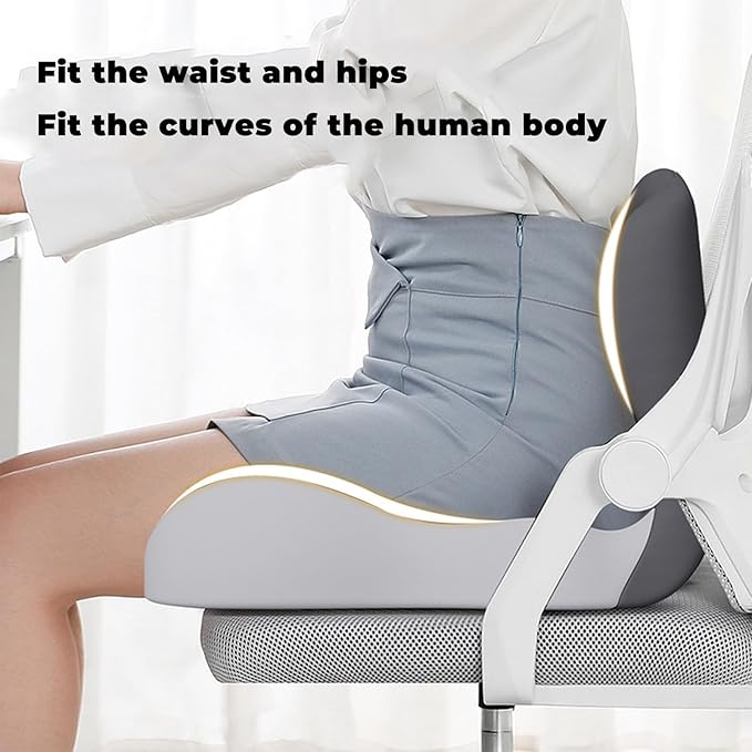 Back and Seat Cushion, Soothe+Cushion,Car Seats with Lumbar Support,Memory Foam Non Slip Skin with Back Support for Office Chair, Car (Color Matching D)