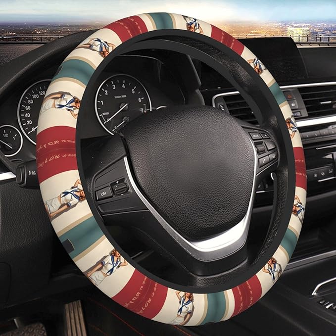 Pin Up Nurse Universal Fit Steering Wheel Cover for Car, Truck, and SUV, Durable Steering Wheel Protection