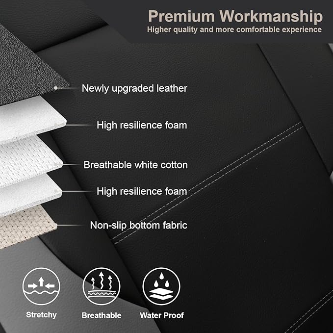 GIANT PANDA Front Car Seat Cover for Hyundai, Leather Bucket Seat Covers Custom Fit Hyundai Sonata Elantra Santa Fe Tucson Accent Kona Palisade Genesis Venue Ioniq(Grey+Black) 2-Pack