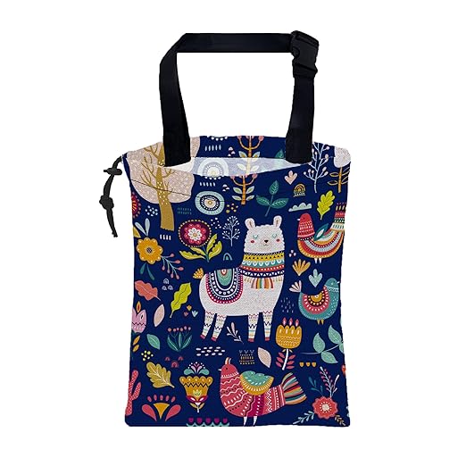 KXWQTRDD Car Garbage Bag Colorful Llama Flowers and Birds Hanging Canvas Car Trash Bag Waterproof Drawstring Car Back Seat Organizer for Car Back Front Seat Console with Adjustable Buckle
