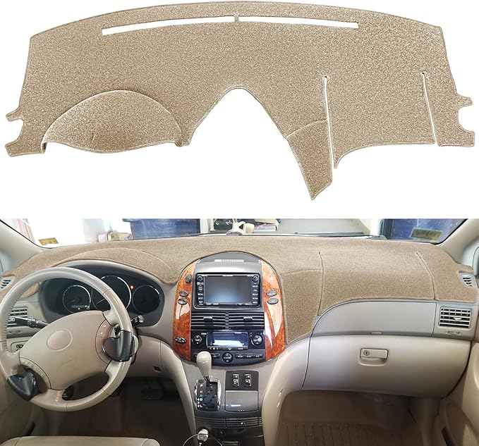 Dash Cover Mat Custom Fit for Toyota Sienna 2004-2010, Dashboard Cover Pad Carpet Protector (04-10 Beige) F99