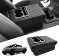 SKTU 2024 2025 2026 Cybertruck Center Console Cover for 2024 2025 2026 Tesla Cybertruck Armrest Cover 2024 2025 2026 Cybertruck Accessories Cybertruck Console Cushion (Black Stitches with Cupholders)