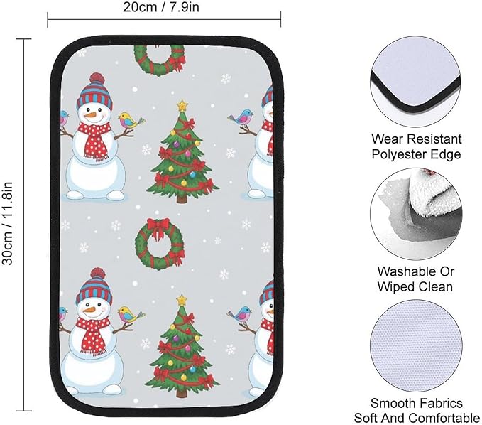 Universal Car Handrail Box Cushion Christmas Snowman, Auto Center Console Armrest Cover Pad for Comfort, Fit for Most Vehicle SUV Truck