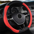 D Shape Steering Wheel Cover - Microfiber Leather D Type, Breathable Anti-Slip Flat Bottom Shaped Steering Wheel Cover for Women & Men, 15 inch (RED)