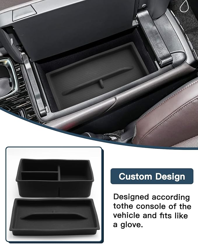 2025 2026 Lexus RX350 Center Console Organizer for Lexus RX350 Accessories Silicone Material Double Layer Armrest Console Glove Tray Compatible with 2023 2024 2025 2026 Lexus RX350/RX350h/RX500h(2PCS)