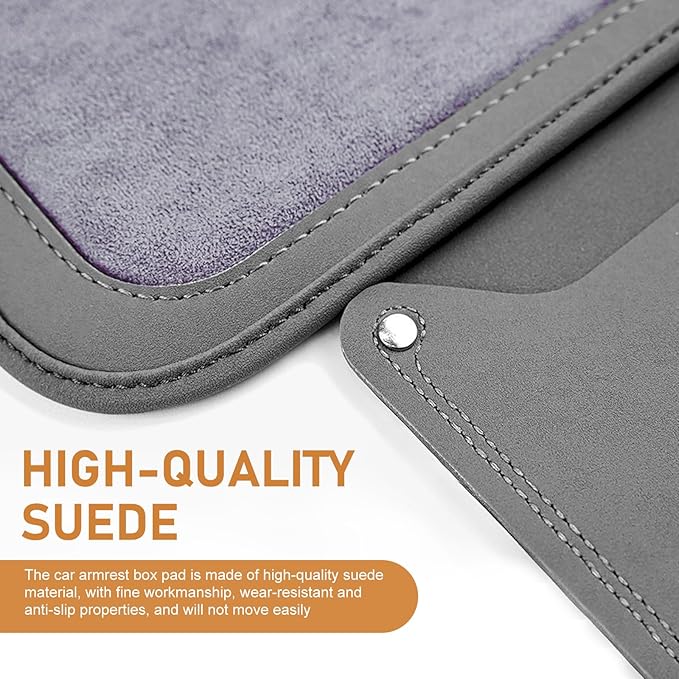 Upgraded Car Center Console Cover, Furry Soft & Comfortable Center Elbow Cushion with Two Side Storage Pockets, Luxury Leather Plush Armrest Pad Decoration, for Most Vehicles (Gray)