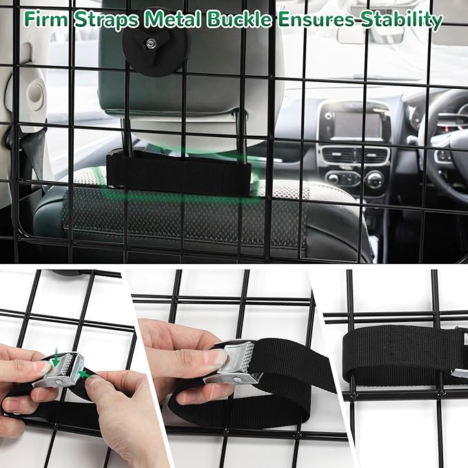 HAITRAL Universal-Fit Barrier,Adjustable Dog Barrier for SUVs,Cars,Trucks,Heavy-Duty Wire Mesh Guard Pet Divider,Back Seat Dog Separator Gate for Cargo Area,Safety Car Travel Accessories