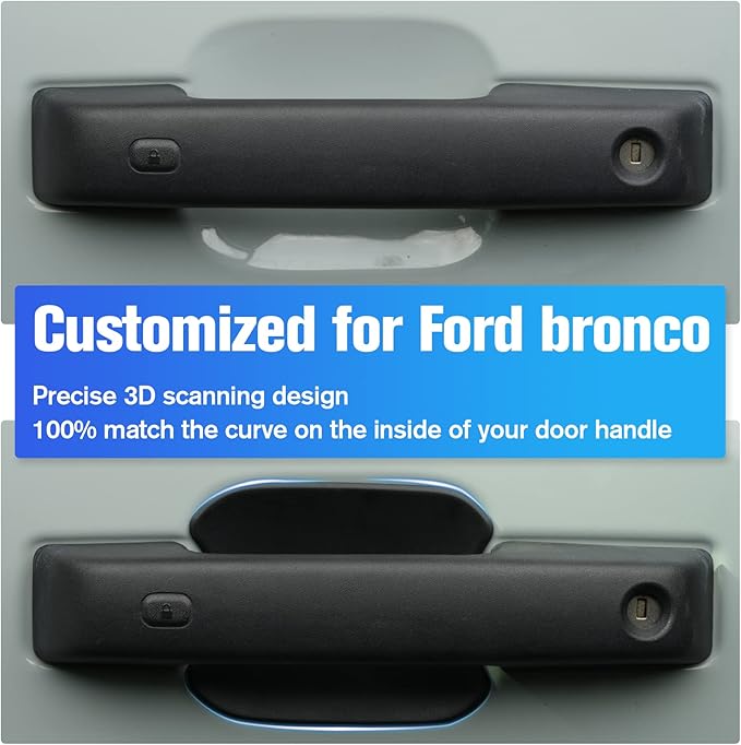 Car Door Bowl Scratch Protector for Ford Bronco, Exterior Door Handle Bowl Cover Protection Trim Accessories Compatible with Ford Bronco 2021 2022 2023 2024 4 Doors, Black, ABS Plastic