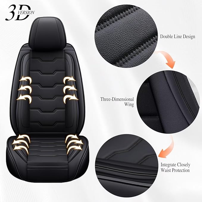 DISUTOGO Seat Covers Fit for Xterra 2000-2015 Front Seat Covers Faux Leather Car Seat Covers Breathable Waterproof Car Seat Protector (2 Seats, Black)