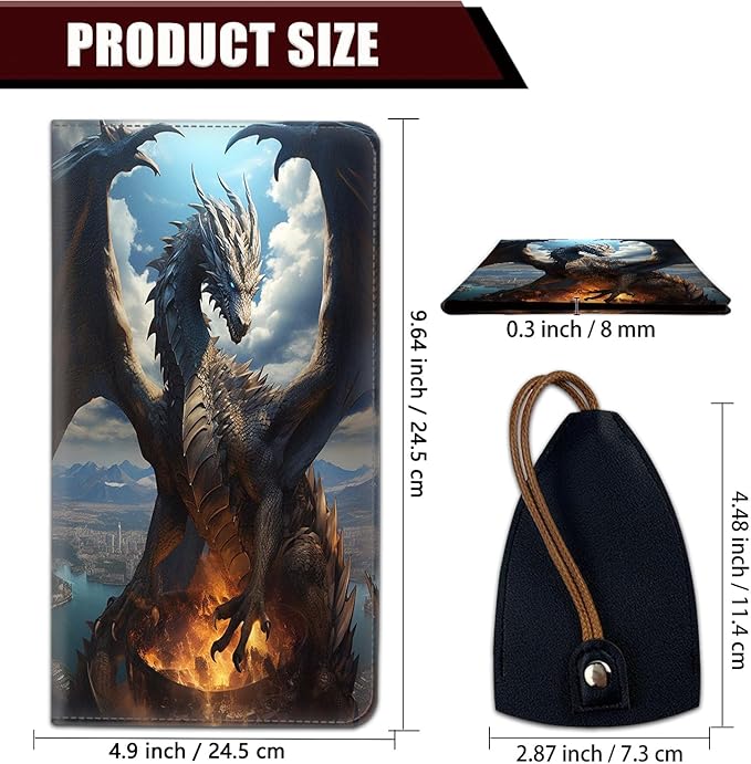 Yuxcfhjfe Car Registration and Insurance Holder, PU Leather Auto Document Holder for Men&Women, Vehicle Glove Box Compartment Organizer with Magnetic Shut for Driver's License, Silver Dragon Pattern