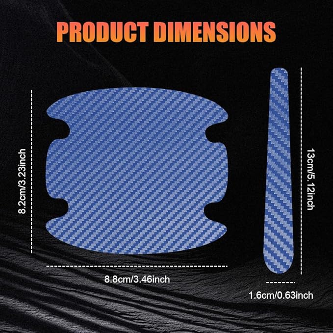 8PCS Car Door Handle Scratch Protectors, Car Door Handle Stickers, Carbon Fiber Texture Anti-Scratches Bowl Sticker, Car Door Handle Paint Guard Cover Universal for Most Car, Truck (Blue)