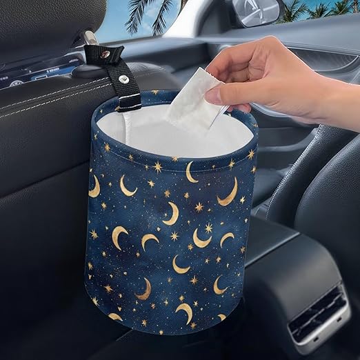 Galaxy Moon Car Trash Bin Mini Auto Garbage Auto Storage Bag Waterproof Multipurpose Vehicle Accessories Car Organizer