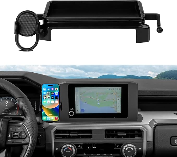 Autorder Car Phone Holder for 2024-2025 2026 Toyota Tacoma Accessories 8-Inch Cell Phone Mount with Dash Organizer Hands-Free 360 Degree Rotation(Not fit 14" Screen)