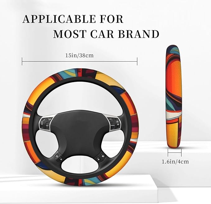 Steering Wheel Cover Polyester Thick Non-Slip Car Steering Wheel Cover Protector Universal 15 Inch, Abstract Wine Glass