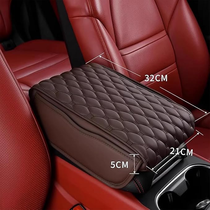 Car Center Console Cushion Pad for Kia EV9/EV9 GT-Line 2023-2025, Leather Armrest Box Pad Armrest Cover Arm Rest Cover Pad with 2 Storage Bags Waterproof for Most Vehicles Vehicles SUVs