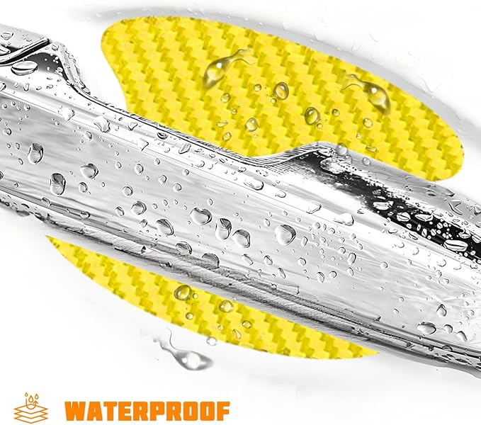 Car Door Handle Cup Protector, 4PCS Carbon Fiber Anti-Scratch Vehicle Door Handle Bowl Sticker, Self-Adhesive Automotive Paint Protective Film, Universal for SUV RV Truck (Yellow)
