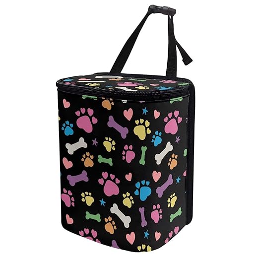 Colorful Dog Paw Print Car Trash Can Leak Proof Vehicle Trash Can for SUV Truck Van Easy to Install Automotive Garbage Cans Fashion Interior Accessories Universal Fit Most Cars SUV