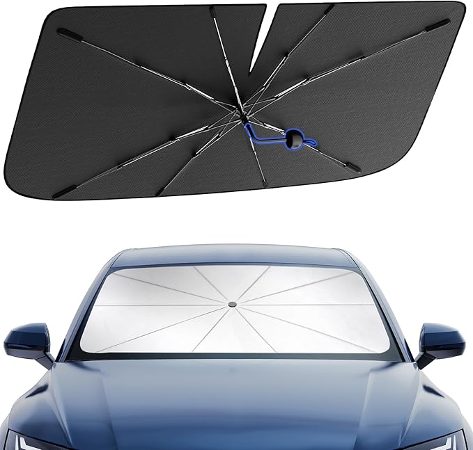 PEMOTech Baby Car Umbrella Windshield Sun Shade | Quick-Install Reliable UV Blocker&Heat Shield | Versatile Car Sun Visor | Keep Cool&Protect Interior | Medium(49"X25.6")