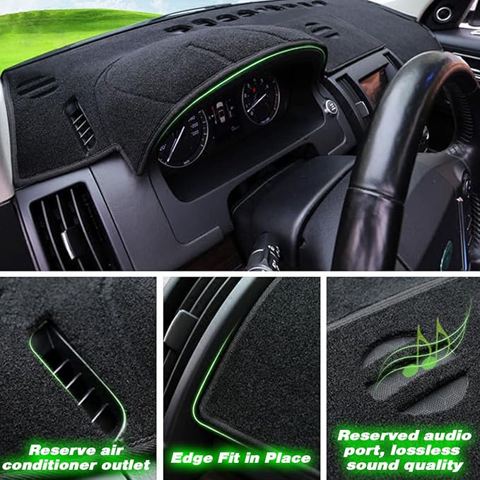 TUCAREST Dash Cover Fit for 2019-2022 Fo-rd Ranger Nonslip Car Dash Board Mat Sunshade No-Glare and Slip Pad Carpet Sunshield Protector - with Storage Compartment, No Audio Outlet Flannel Black