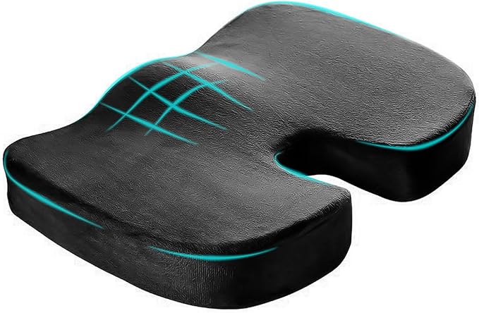 Car Seat Cushion, Memory Foam Cushion for Tailbone Pain & Sciatica Relief, Ergonomic Seat Cushion Comfortable Chair Relief Pillow for Car Office Wheelchair, car Accessories (Black)