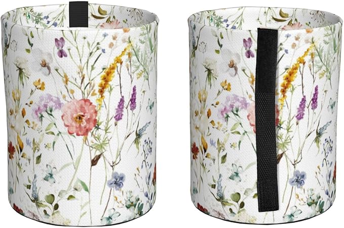 Watercolor Flower Car Trash Can,Car Accessories Waterproof Car Organizer Foldable Portable Trash Bin Can Be Hung on The Back Seat Garbage Can for Various Cars