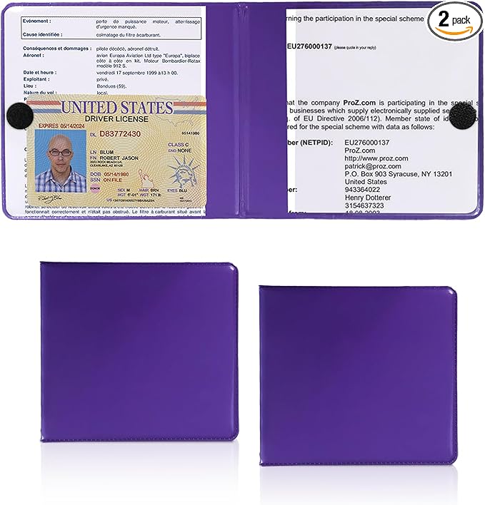 2 PCS Car Registration and Insurance Holder, 10.6''×4.8'' Essential Auto Card Glove Box Organizer with Closure, Vehicle Interior Accessories Perfect for Documents, Cards
