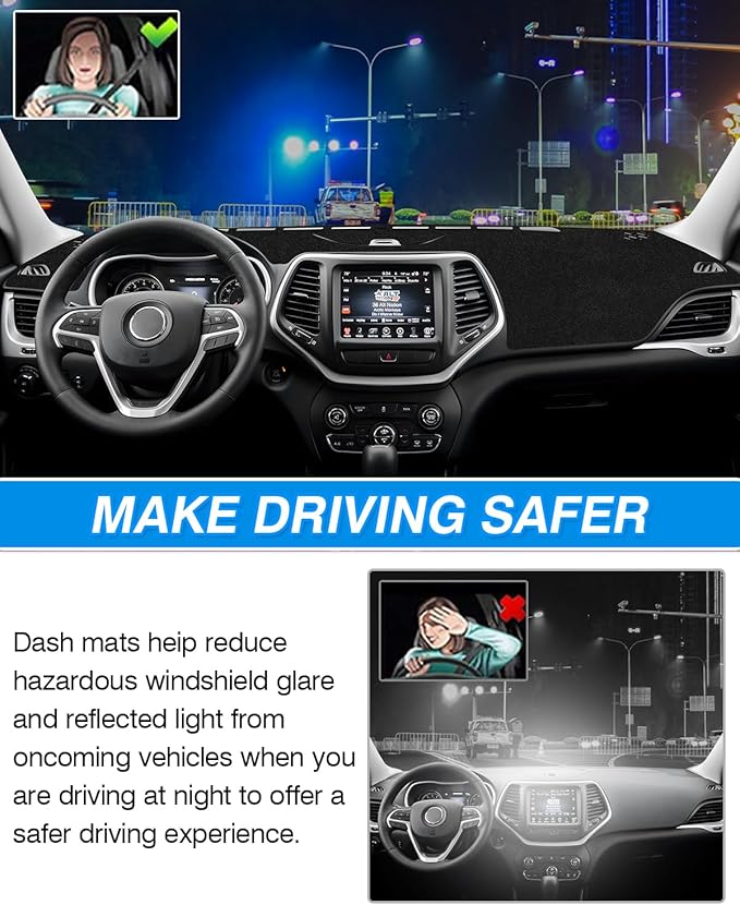 CARTIST Dash Cover Fits for Jeep Cherokee 2014-2023 (NOT for Grand Cherokee) (Only Fits Cherokee Latitude) Dashboard Cover Mat for Cherokee Accessories