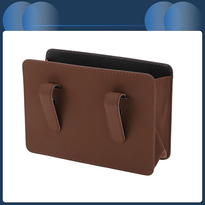 Car Trash Can Car Door Back Seats 7.9" Length 2.8" Width 5.5" Height Auto Trash Bin Faux Leather Brown Hanging