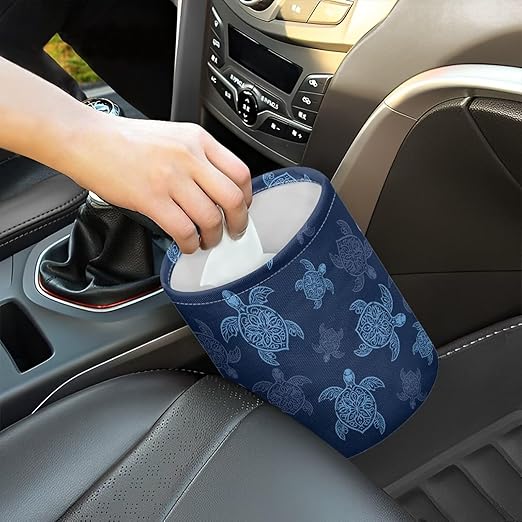 Blue Sea Turtle Mini Car Trash Bin Car Garbage Can Car Storage Bag Waterproof Multipurpose Car Accessories Car Organizer for Auto Interior
